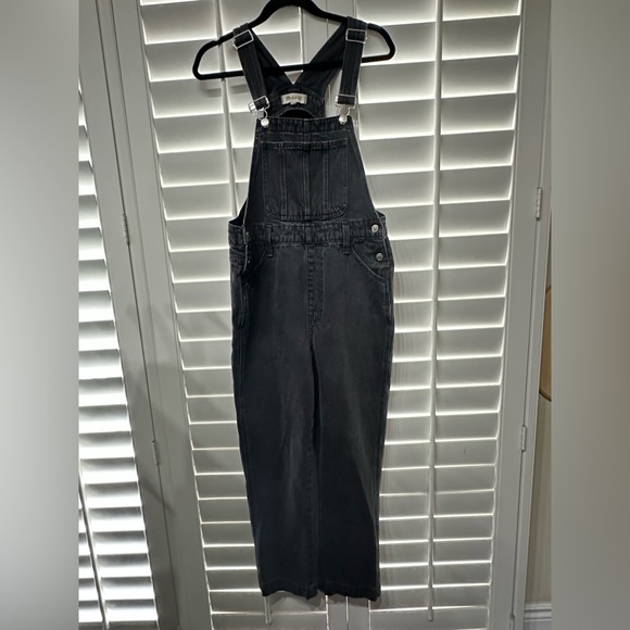 Madewell Women's Straight Leg Black Denim Overalls Size Medium - Picture 3 of 11
